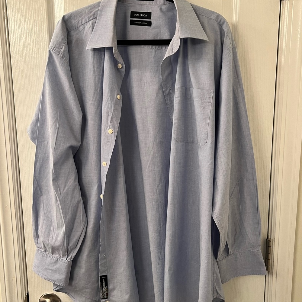 Nautica Button Down Dress shirt. Blue. Size 17 1/2 - 34/35